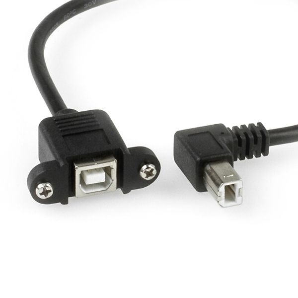 USB-Montagekabel B-Buchse anschraubbar an B-Stecker GEWINKELT NACH UNTEN 50cm