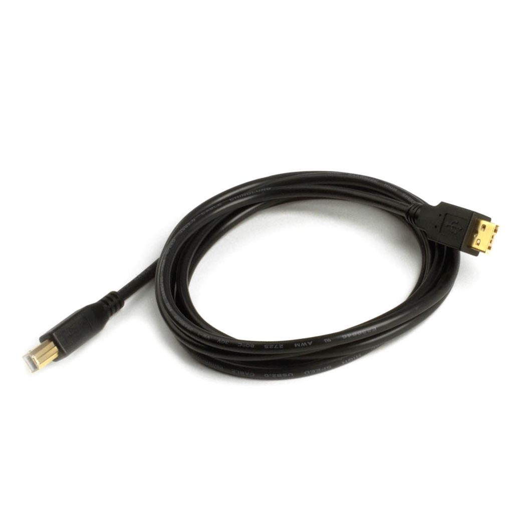 USB-Kabel AB PREMIUM-Qualität, vergoldete Stecker, schwarz, 2m