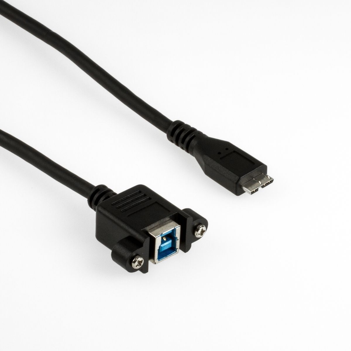 USB 3.0 Montagekabel B-Buchse anschraubbar an Micro-B-Stecker 1m