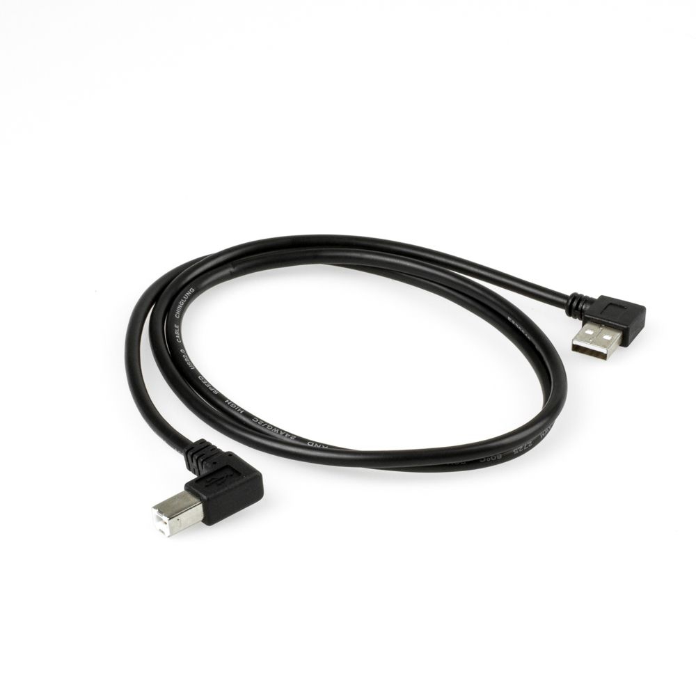 USB 2.0 Kabel AB, Stecker A LINKS gewinkelt, B LINKS gewinkelt, 1m