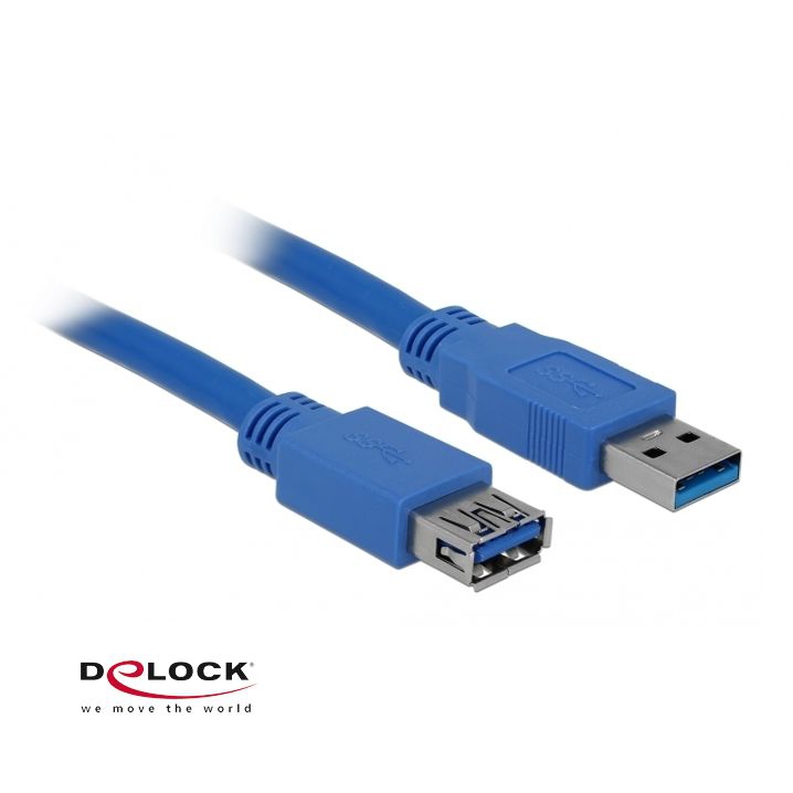 USB 3.0 Verlängerung A-Stecker an A-Buchse 2m blau