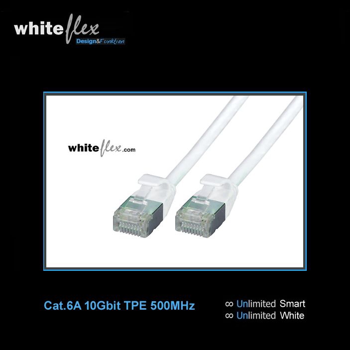 WHITEFLEX Cat.6A Patchkabel TPE weiss + flexibel 50cm