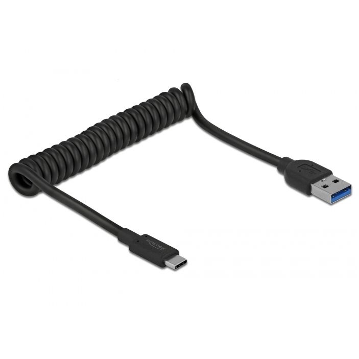 USB-Spiralkabel Type-C™ Stecker auf A-Stecker, USB 3.1 Gen. 2, 10 Gbps, 30-120cm