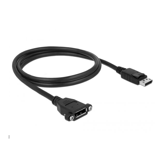 DisplayPort Panel-Montagekabel, DP Buchse anschraubbar an DP Stecker, 1m DisplayPort Panel-Montagekabel, DP Buchse anschraubbar an DP Stecker, 1m