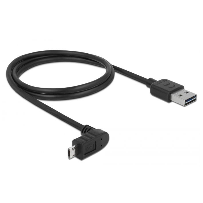 MICRO-USB-Kabel: A-Stecker auf Micro-B 90° WINKEL oben-unten 1m