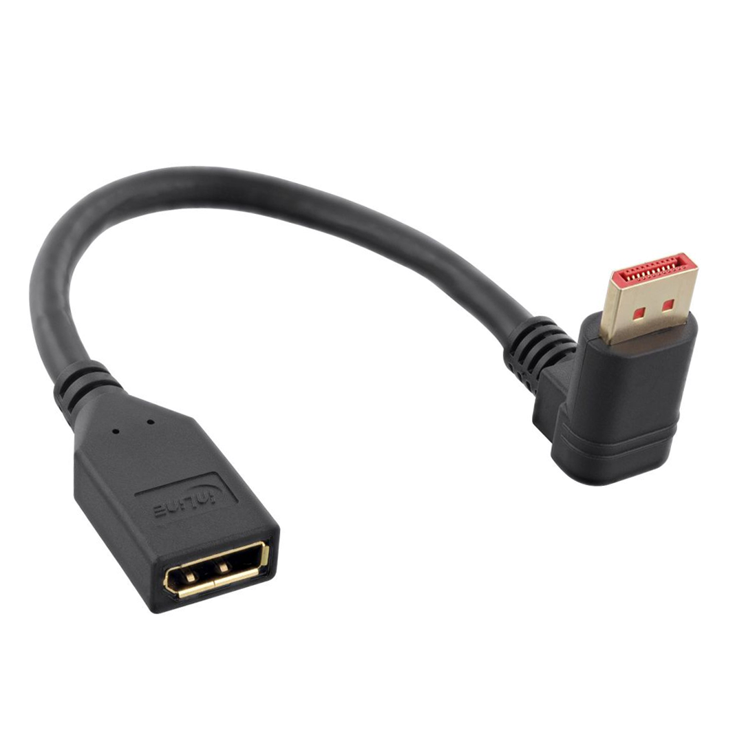 DisplayPort™ Verlängerung, 90° NACH UNTEN abgewinkelter Stecker, 8K4K, 15cm DisplayPort™ Verlängerung, 90° NACH UNTEN abgewinkelter Stecker, 8K4K, 15cm