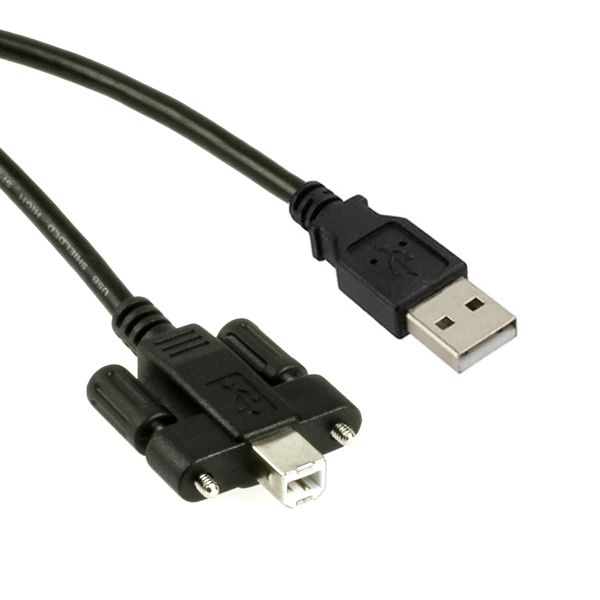 USB 2.0 Kabel, B Stecker mit Schrauben an A Stecker normal, 3m, mit Ferritkern