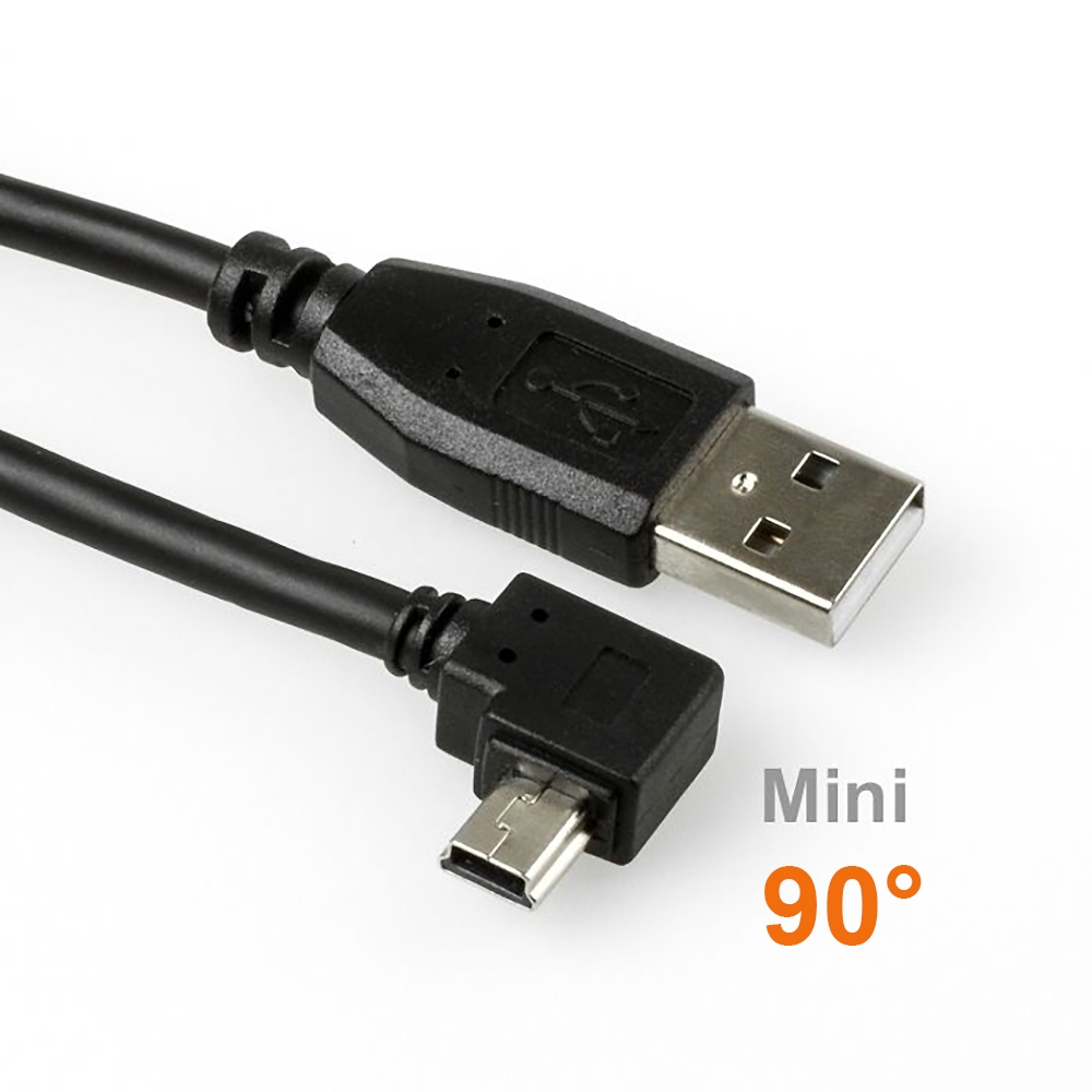 Abgewinkeltes MINI-USB-Kabel: USB A auf Mini B WINKEL RECHTS 50cm