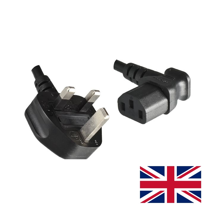 Kaltgerätekabel Großbritannien C13 NACH RECHTS abgewinkelt 180cm