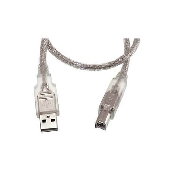 USB-Kabel PREMIUM-QUALITÄT USB 2.0  A-auf-B silber-transparent 2m