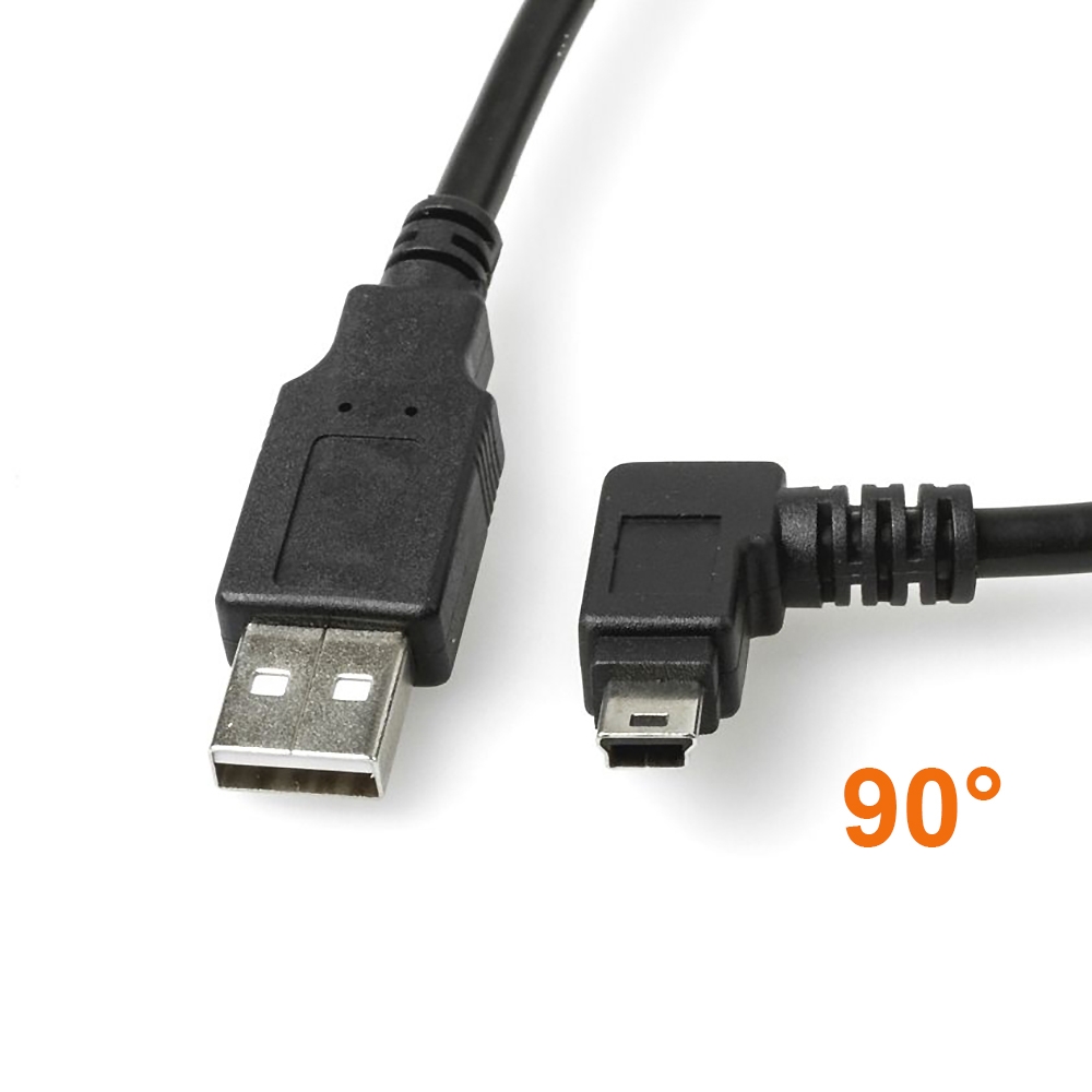 USB 2.0 Kabel mit Mini-B-Stecker WINKEL RECHTS, UL-Kabelmaterial, 30cm