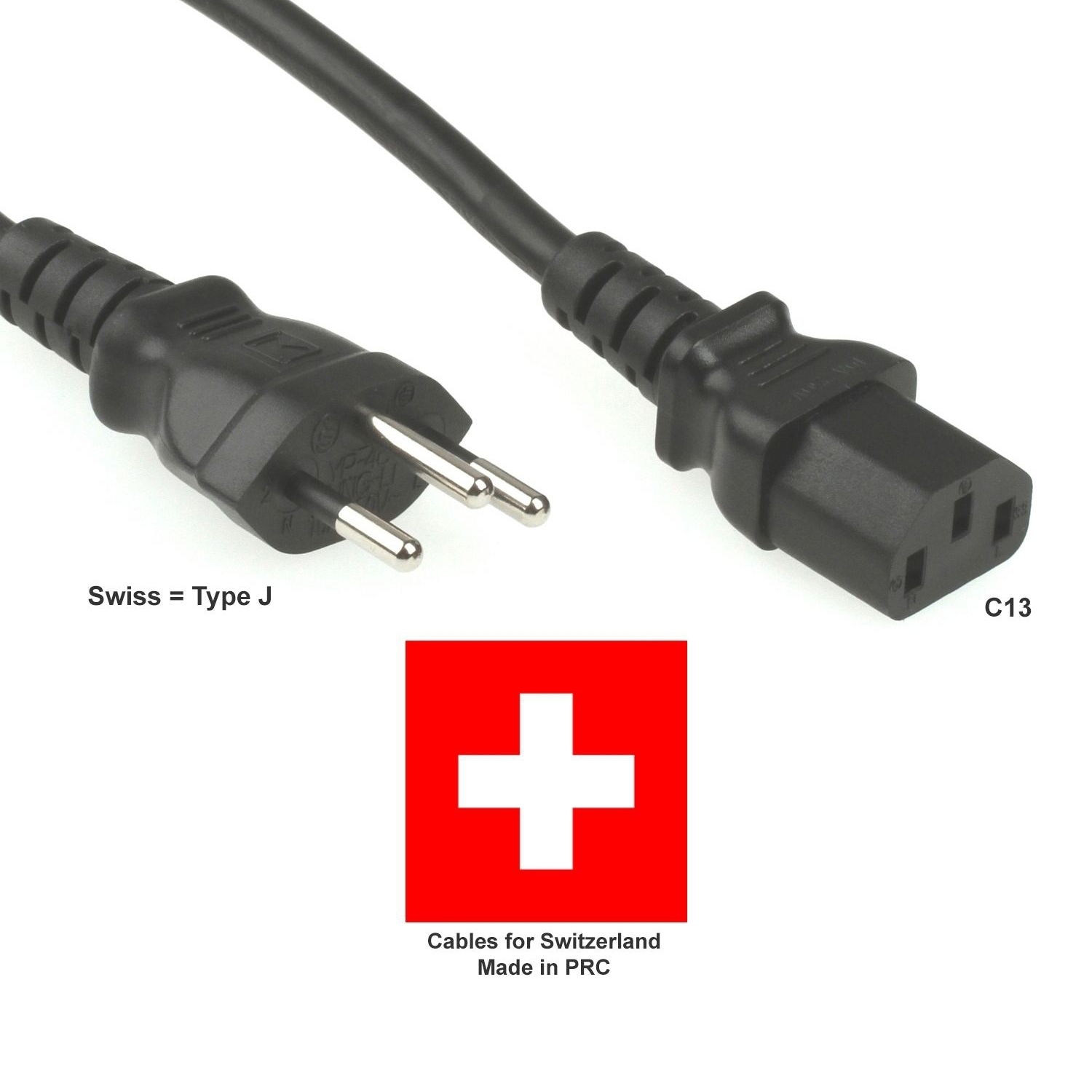 Kaltgerätekabel Stromkabel Netzkabel SCHWEIZ 180cm