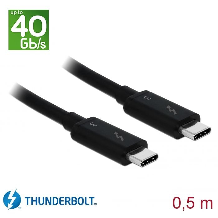 Thunderbolt 3 Kabel, C-C, 40 Gbps, 100W, 5A, 50cm