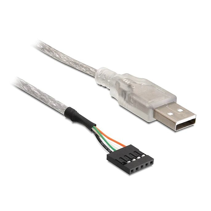 USB-Kabel A-Stecker auf 5-pol Boardstecker (4-polig belegt) 70cm, silberfarbig