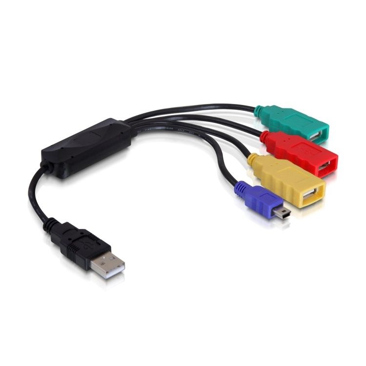 USB-HUB mit 3x A-Buchse + 1x Mini-B-Stecker von DELOCK