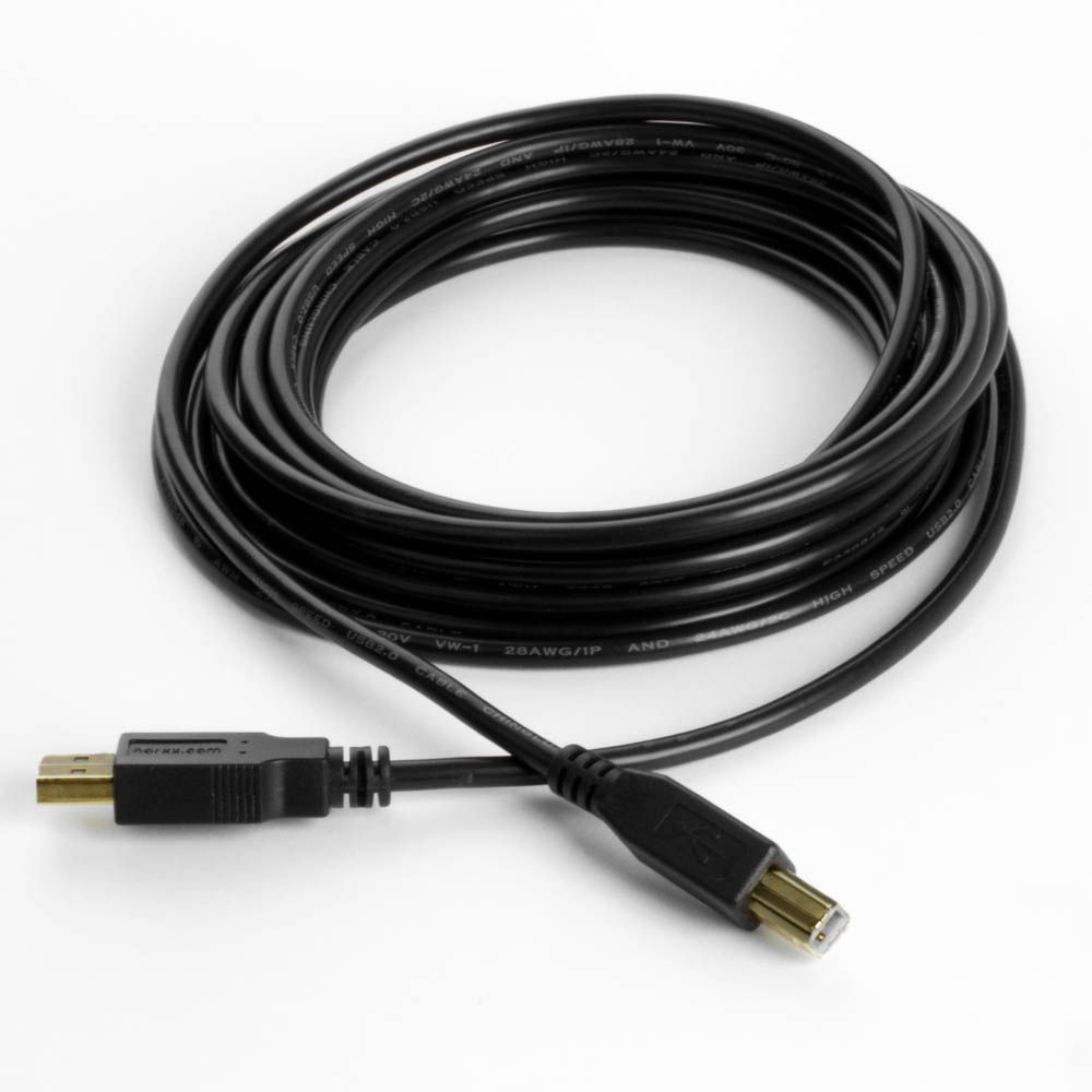 USB-Kabel AB PREMIUM-Qualität, vergoldete Stecker, schwarz, 5m