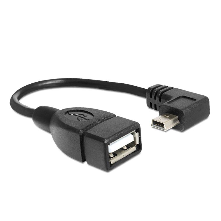USB-Adapterkabel Mini-B 90° nach RECHTS gewinkelt an A-Buchse OTG 16cm