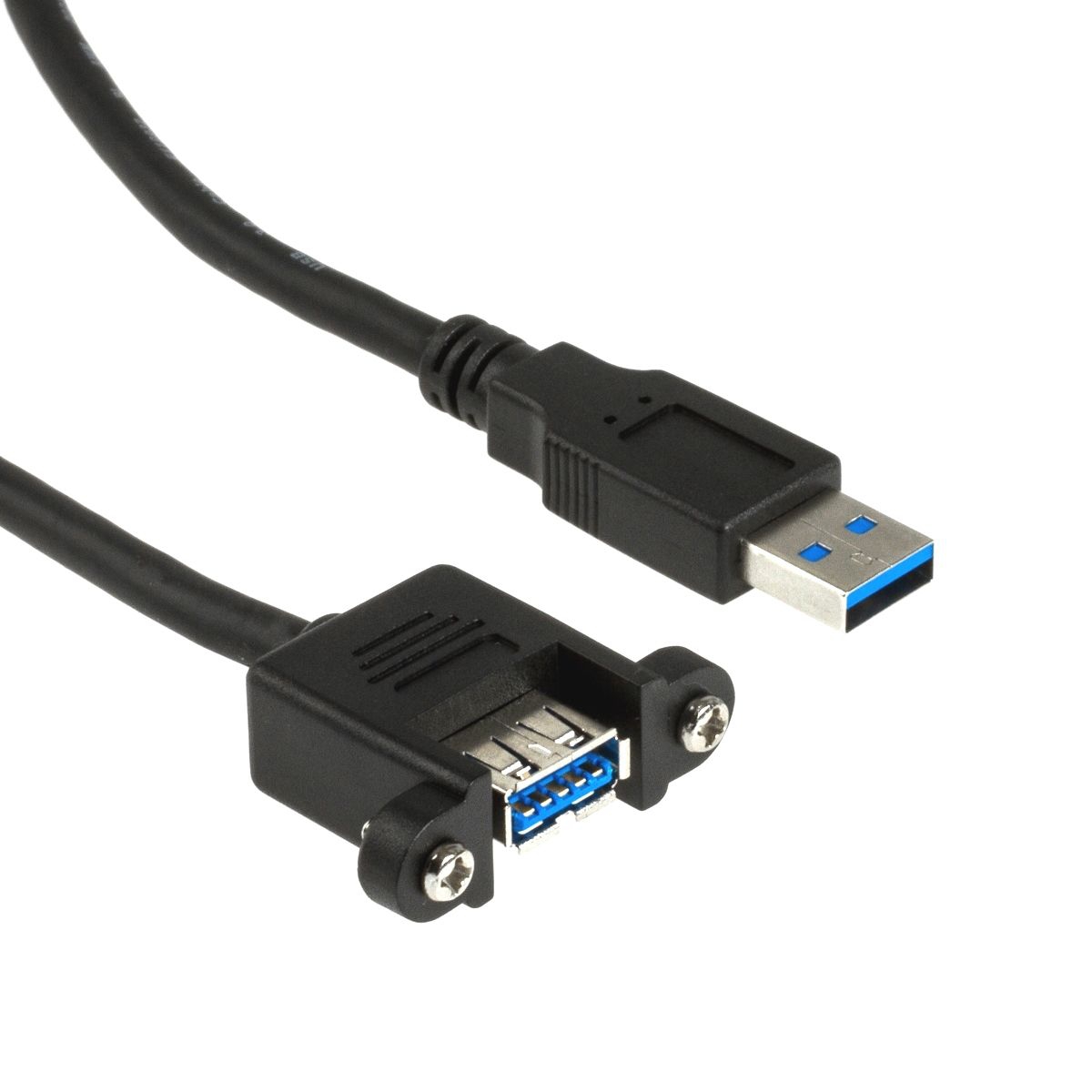 USB 3.0 Montagekabel A-Buchse anschraubbar an A-Stecker 20cm Schraubenabstand 30mm