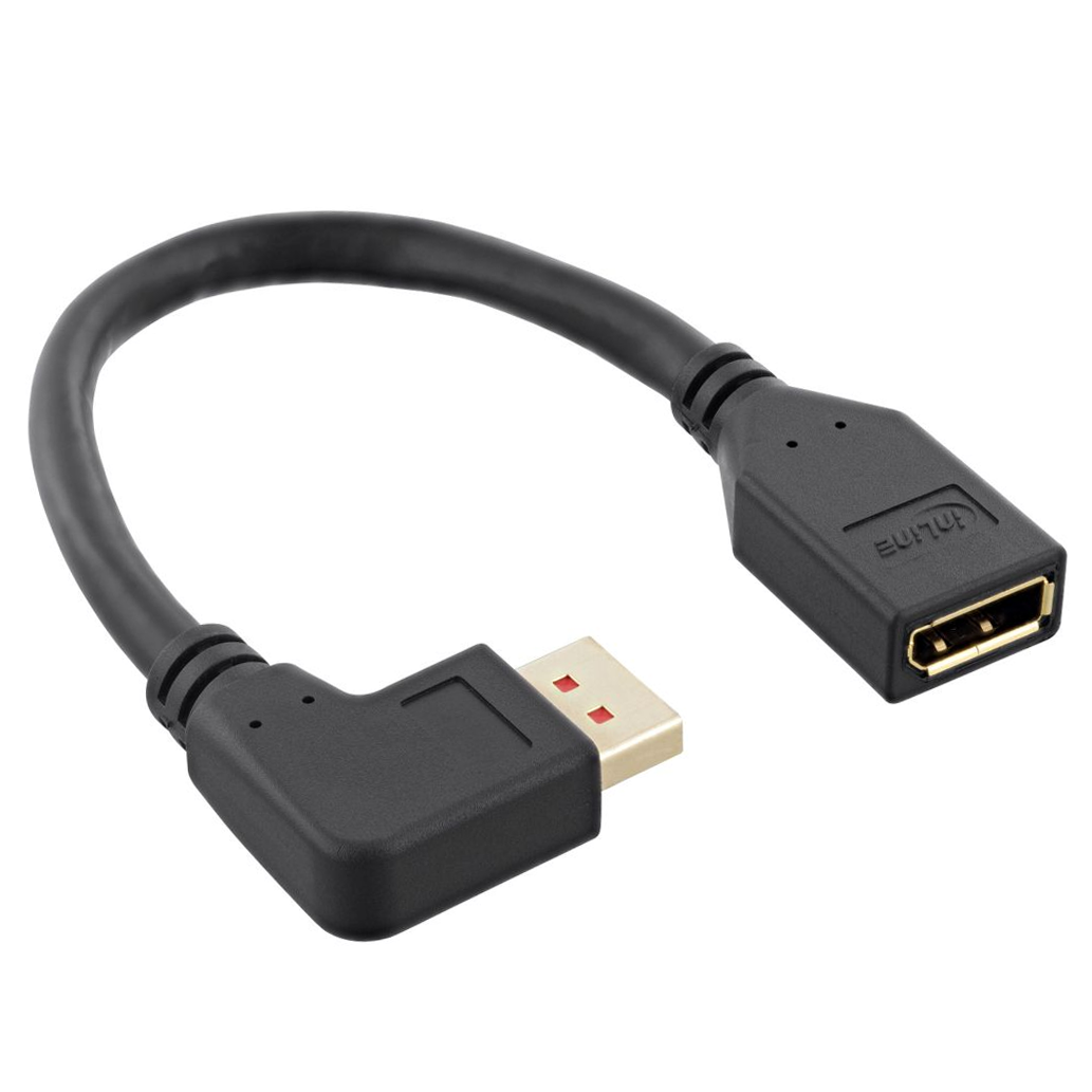 DisplayPort™ Verlängerung, 90° NACH LINKS abgewinkelter Stecker, 8K4K, 15cm DisplayPort™ Verlängerung, 90° NACH LINKS abgewinkelter Stecker, 8K4K, 15cm