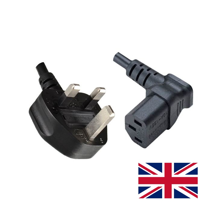 Kaltgerätekabel Großbritannien C13 NACH OBEN abgewinkelt 180cm