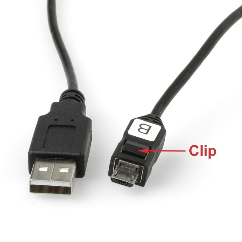 Kurzes MICRO-USB-Kabel, USB-A an MICRO-B mit Clip, 20cm Kurzes MICRO-USB-Kabel, USB-A an MICRO-B mit Clip, 20cm