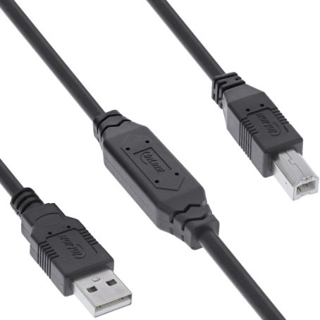 USB 2.0 Kabel AB aktiv mit Repeater BOOSTER 10m