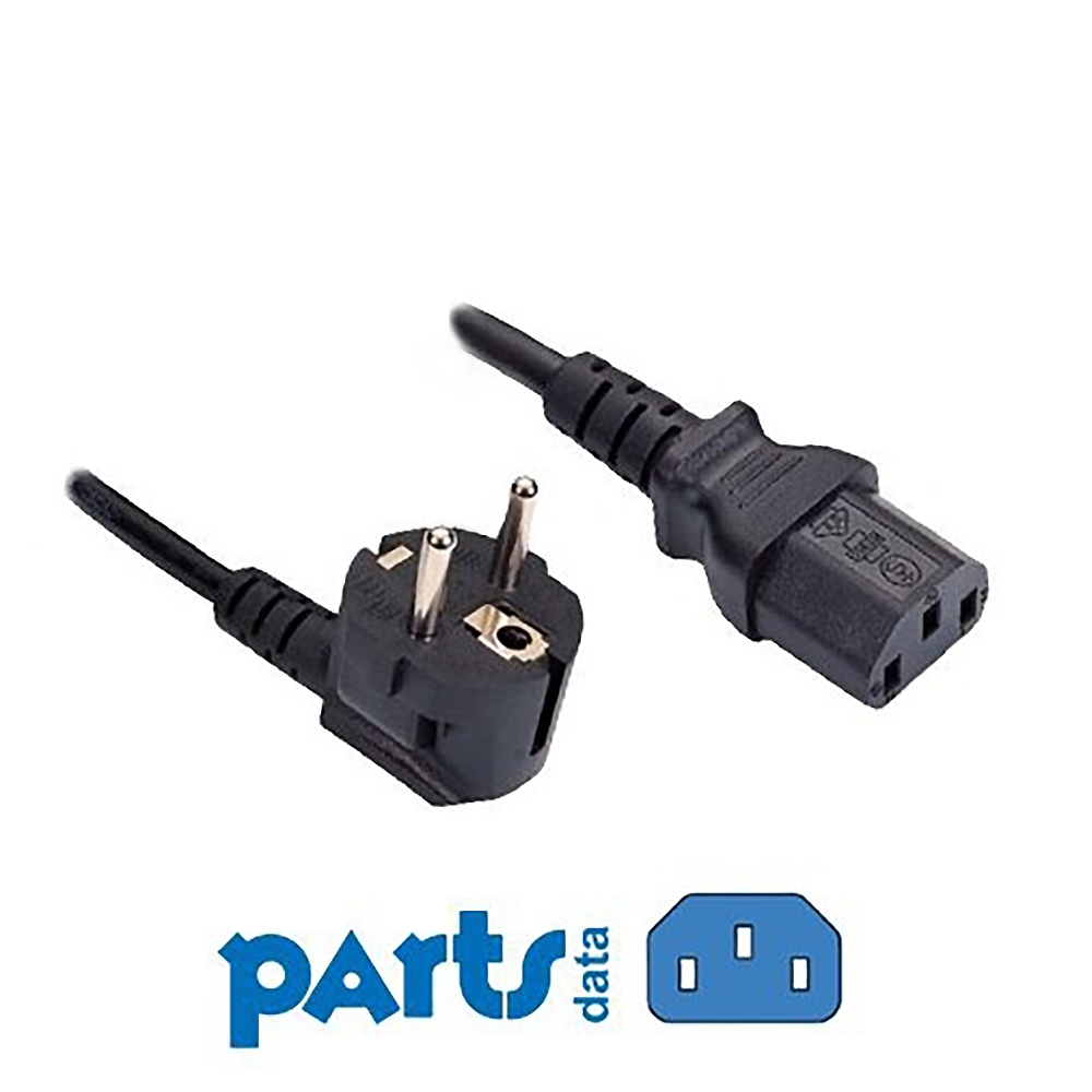 Kaltgerätekabel mit Schutzkontakt-Stecker CEE 7/7 90°-WINKEL an C13, 1m