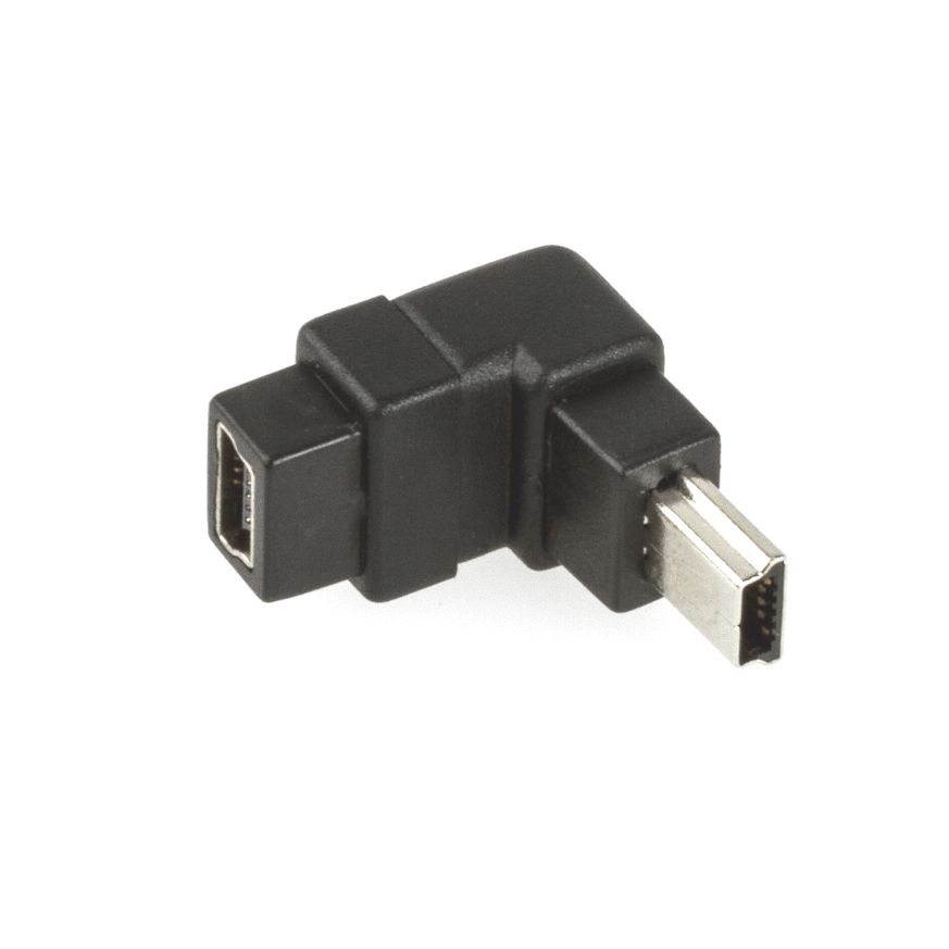 USB-Winkeladapter Mini-B 90° NACH VORNE gewinkelt 5-polig belegt