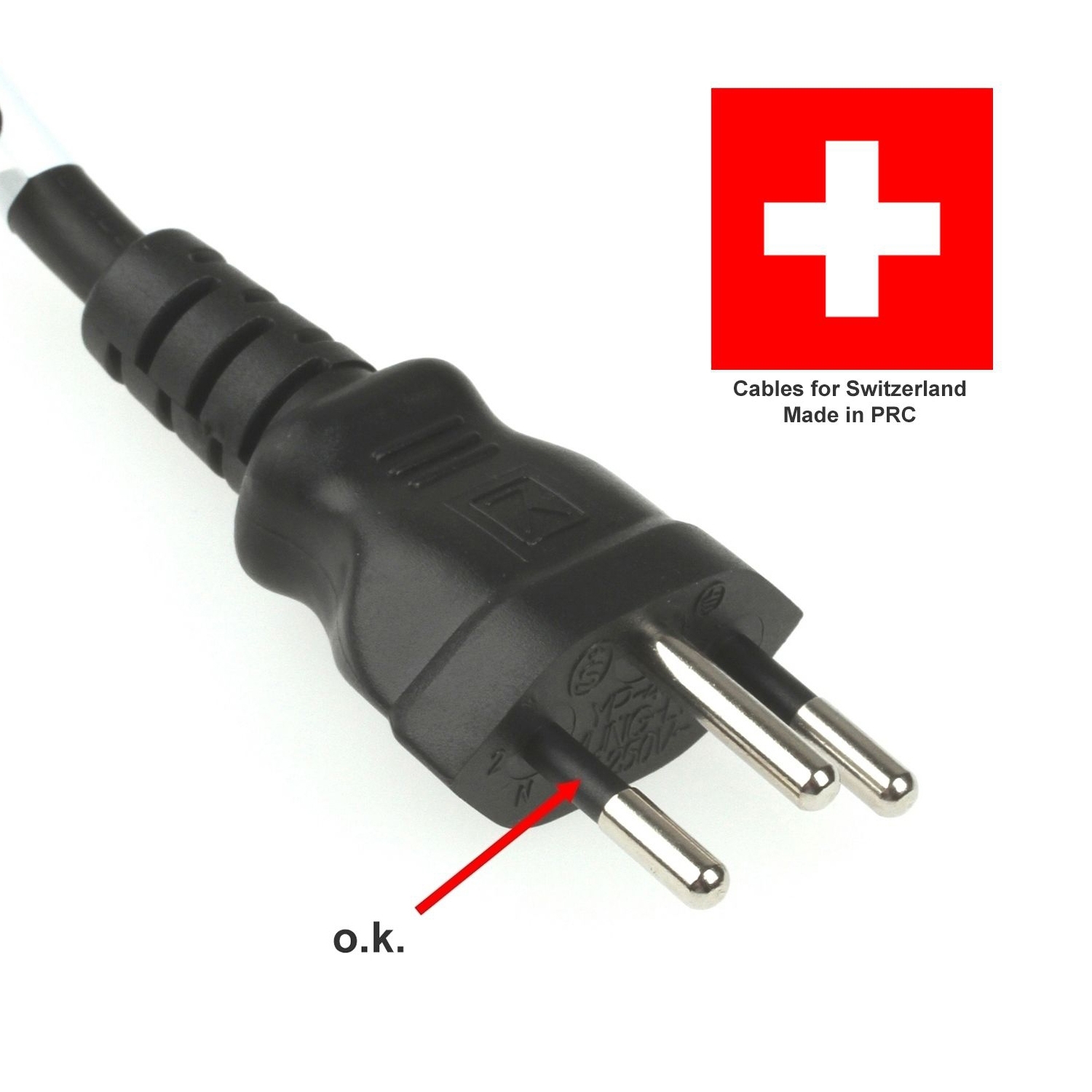 Kaltgerätekabel Stromkabel Netzkabel SCHWEIZ 50cm