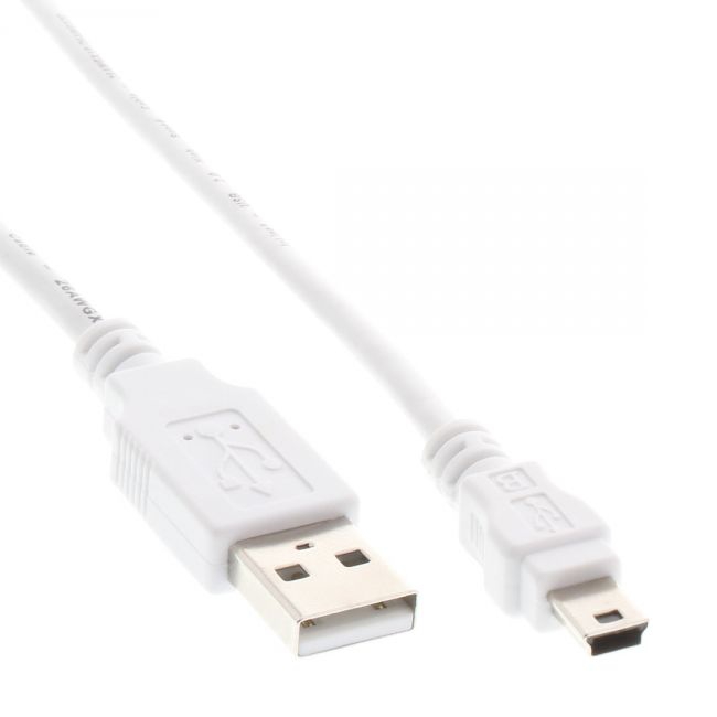USB-Kabel A an Mini B in WEISS 1m