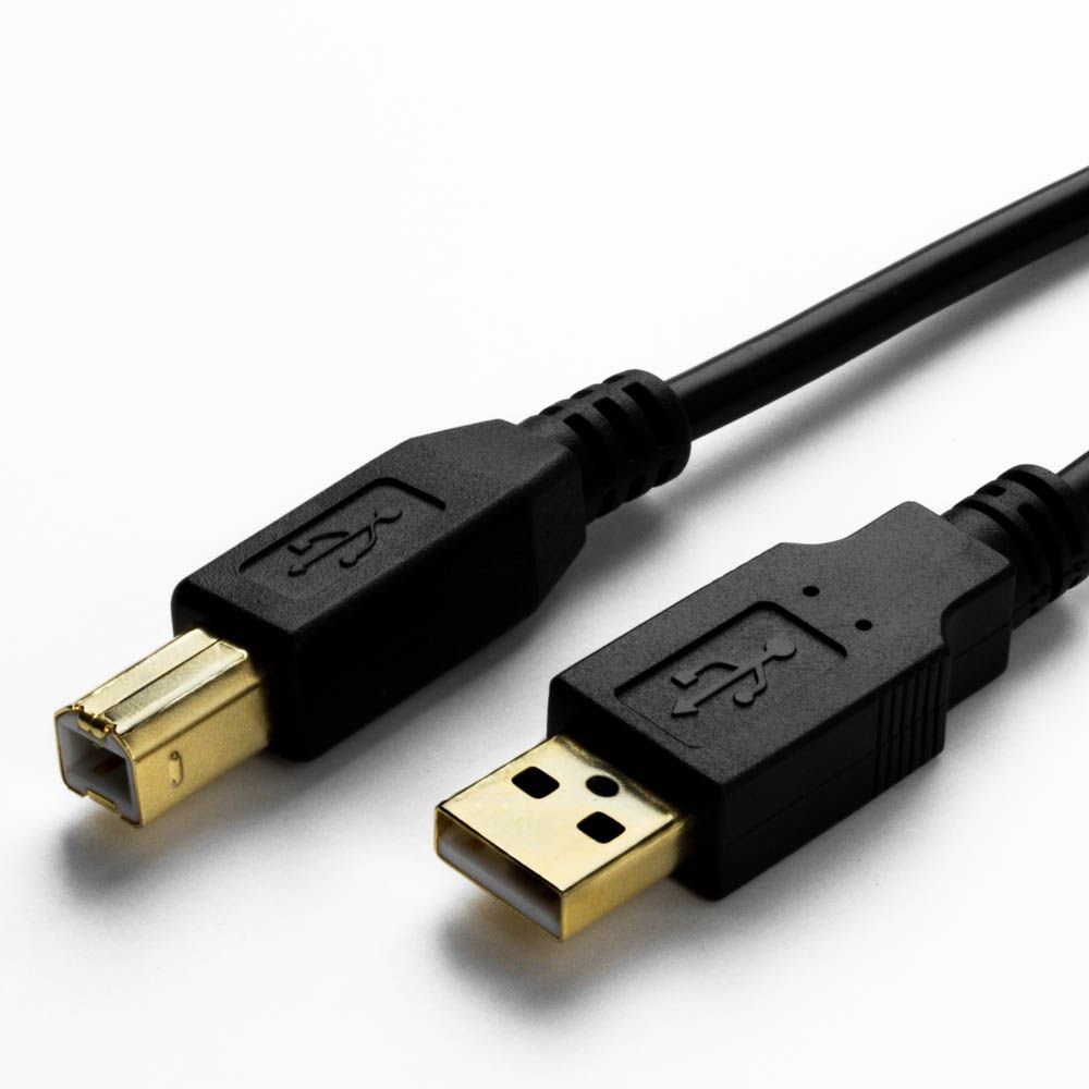 USB-Kabel AB PREMIUM-Qualität, vergoldete Stecker, schwarz, 3m