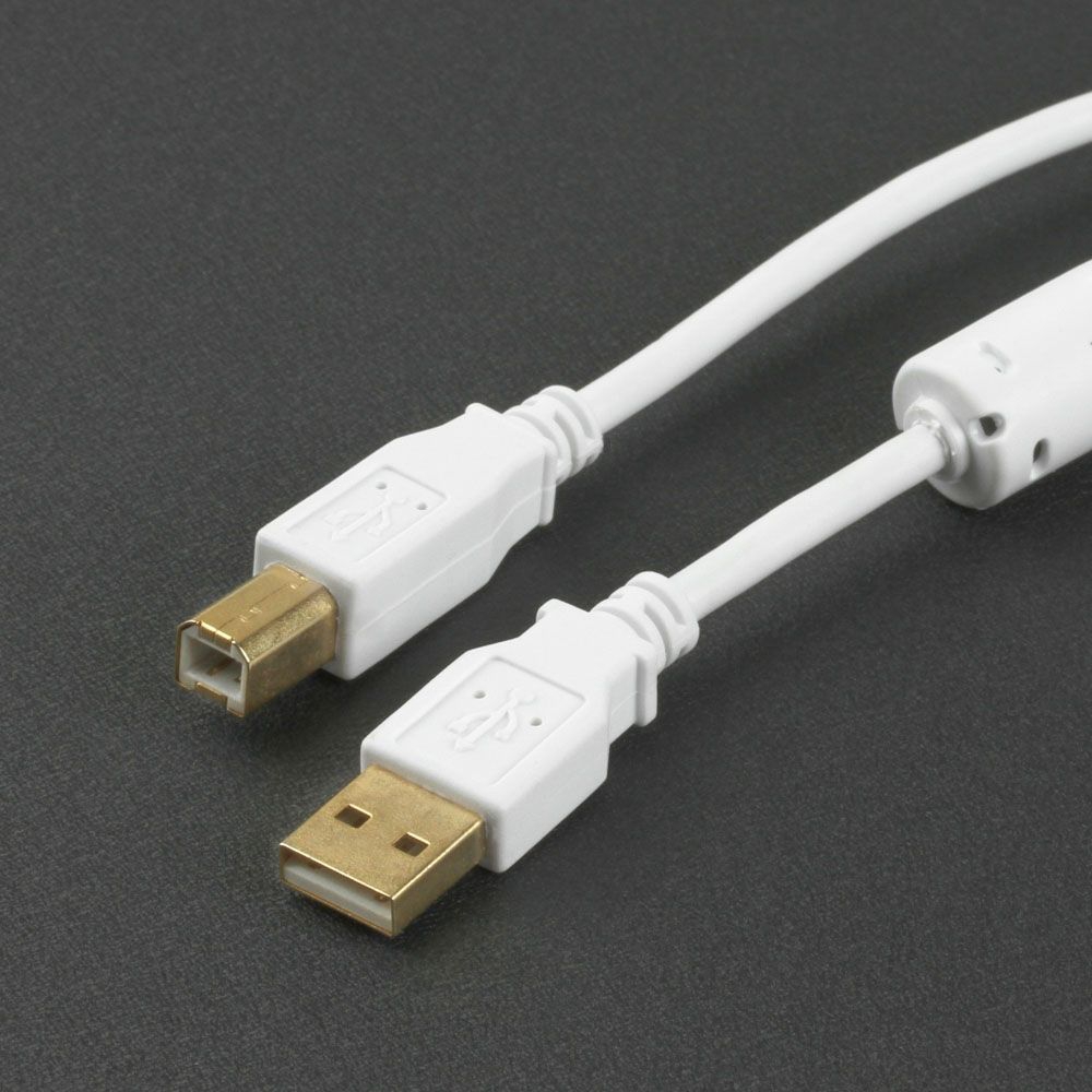USB 2.0 Kabel PREMIUM mit Ferritkern UL weiss 50cm