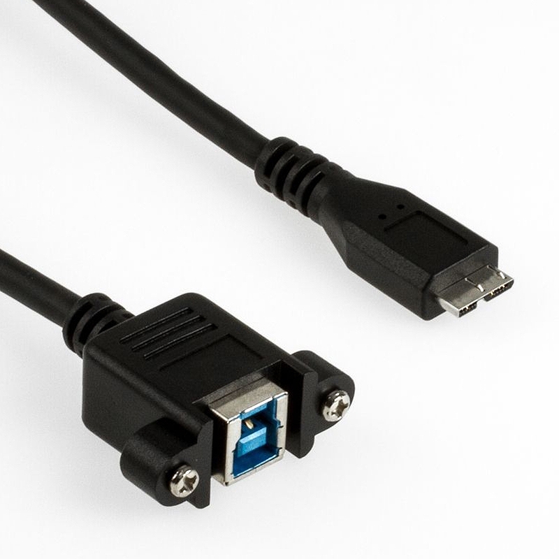 USB 3.0 Panel-Montagekabel B-Buchse anschraubbar an Micro-B-Stecker 20cm USB 3.0 Panel-Montagekabel B-Buchse anschraubbar an Micro-B-Stecker 20cm