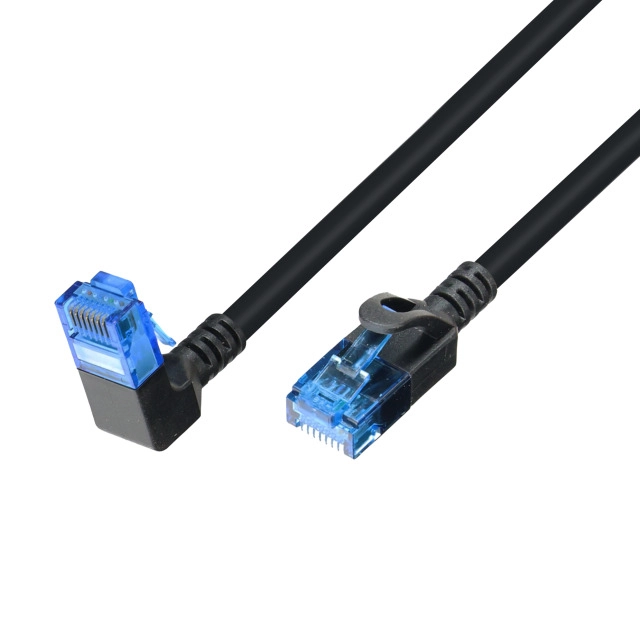 Cat.6A Netzwerkkabel 1x RJ45 abgewinkelt NACH OBEN, 1m