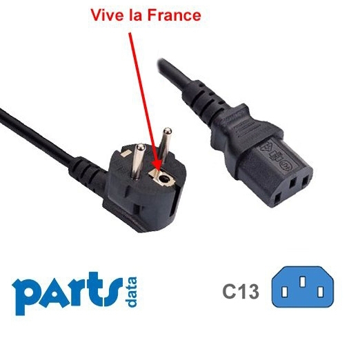Kaltgerätekabel mit Schutzkontakt-Stecker CEE 7/7 90°-WINKEL an C13, 10m