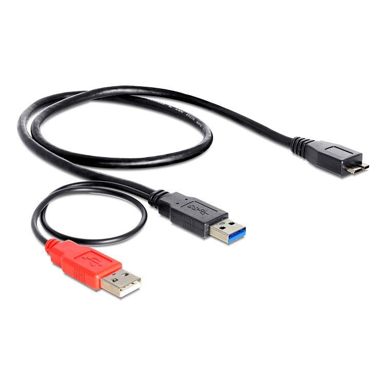 USB 3.0 Dual-Powerkabel: 2x A-Stecker auf USB3-Micro-B-Stecker 50cm
