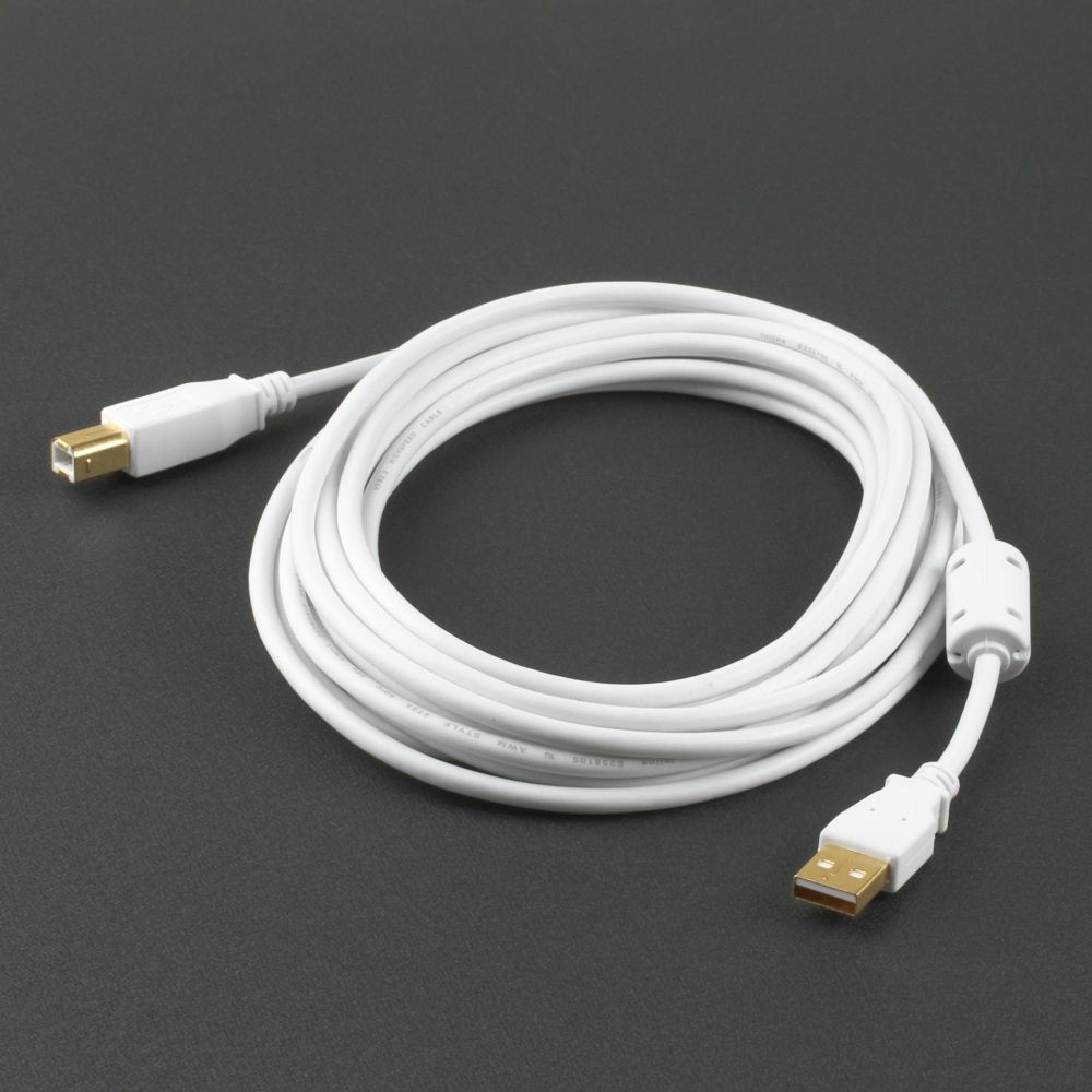 USB 2.0 Kabel PREMIUM mit Ferritkern UL weiss 5m