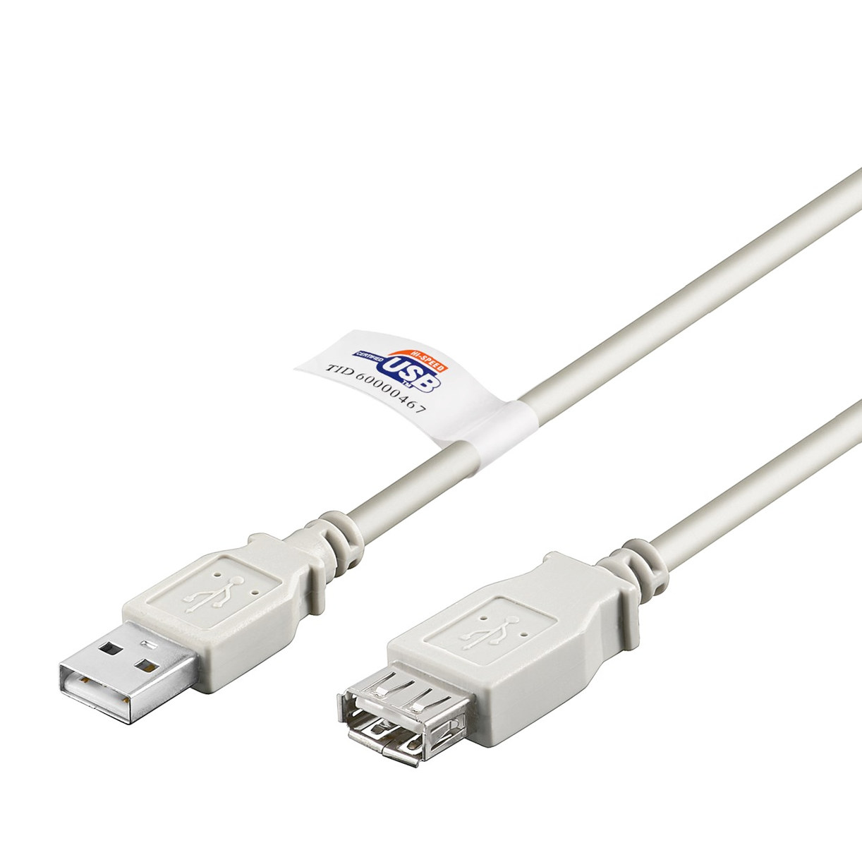 USB 2.0 Verlängerung AWG28-1P AWG24-2C grau zertifiziert 180cm