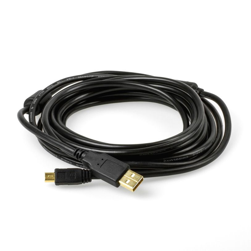 USB 2.0 Kabel A an Mini-B mit 2 Ferritkernen in PREMIUM+ Industriequalität 5m