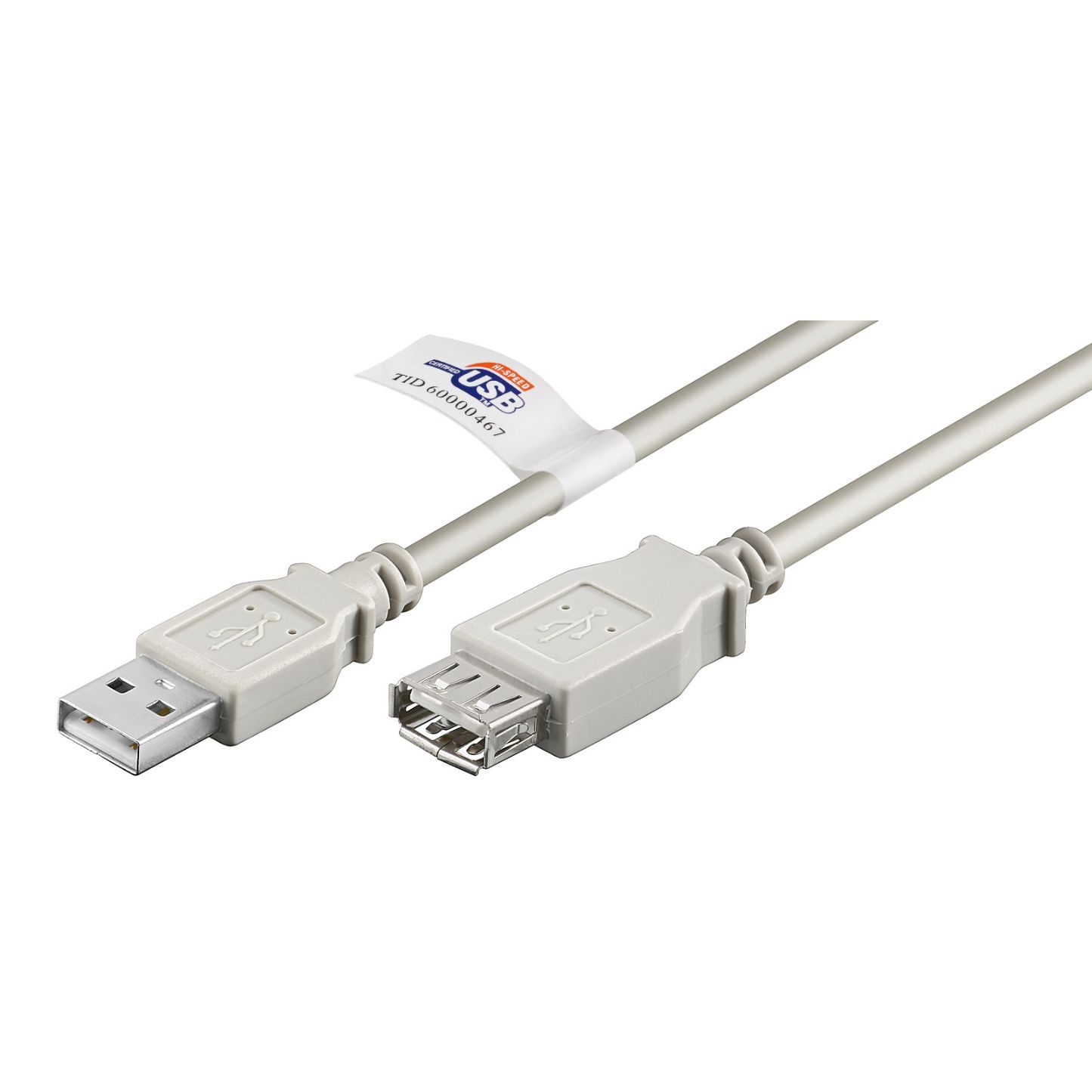USB 2.0 Verlängerung AWG28-1P AWG24-2C grau zertifiziert 180cm