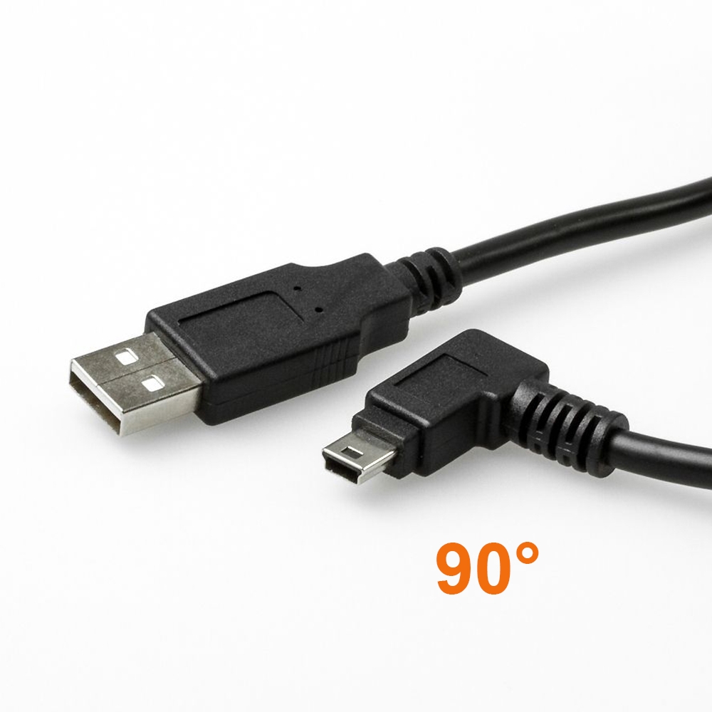 USB 2.0 Kabel mit Mini-B-Stecker WINKEL RECHTS, UL-Kabelmaterial, 5m