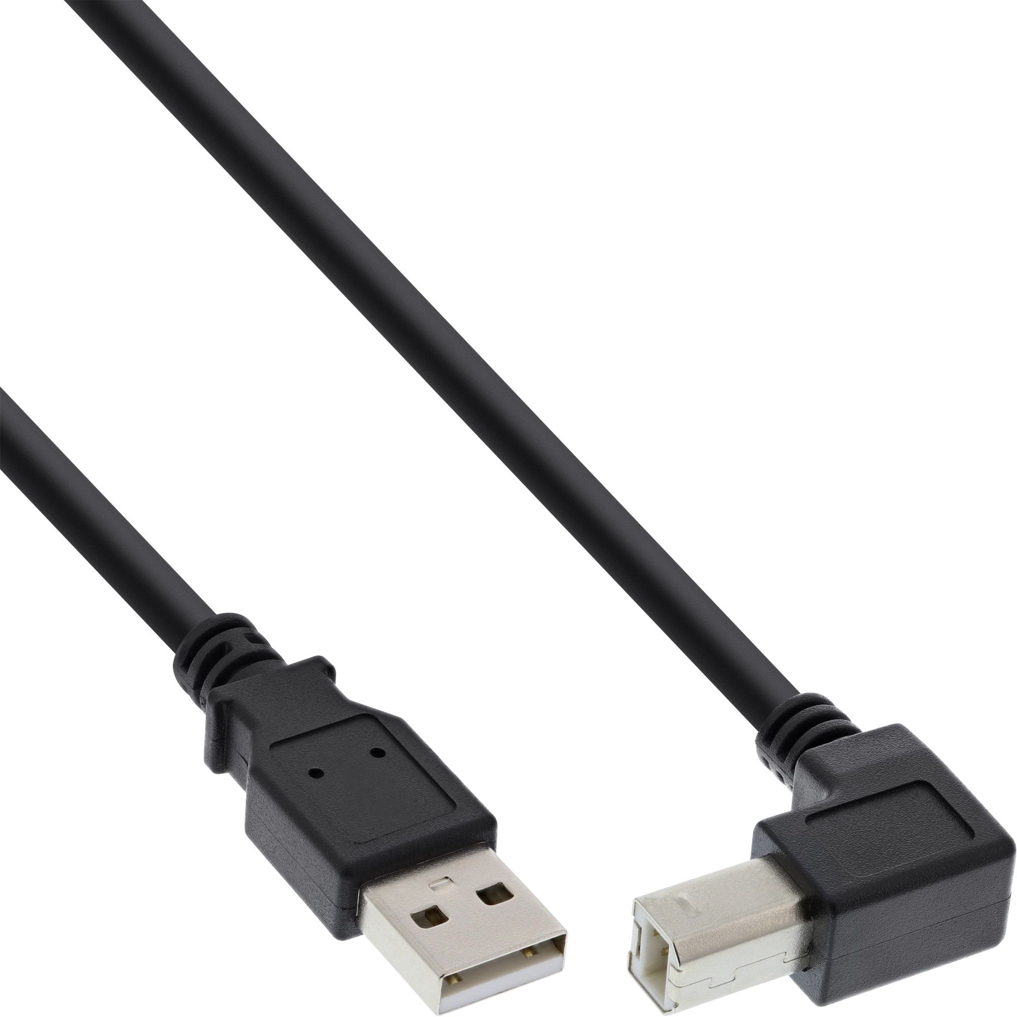 USB 2.0 Kabel mit extra kleinem B-Winkelstecker 90° NACH UNTEN 30cm