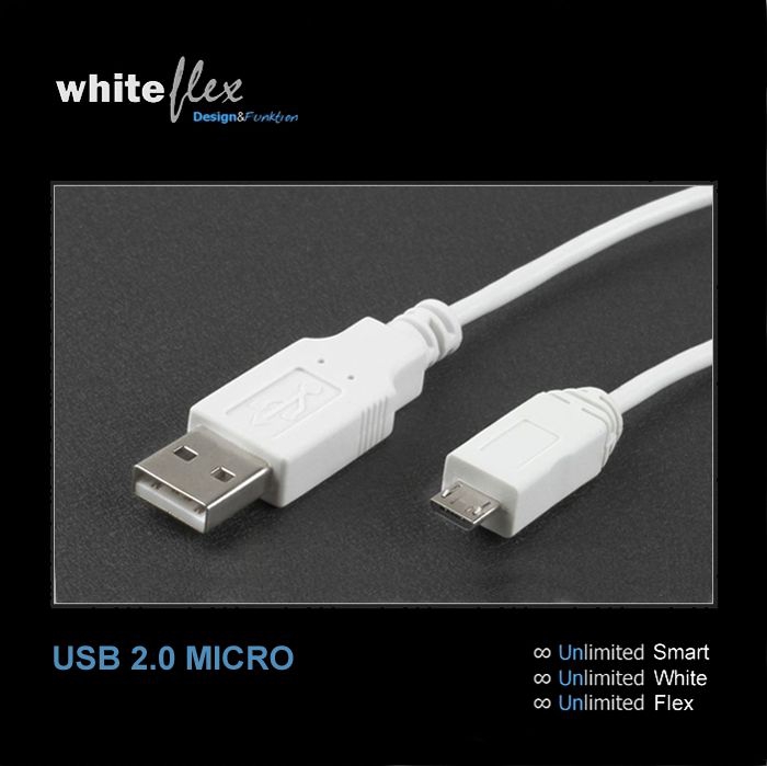 USB-Kabel A an MICRO-B 1m besonders flexibel weiß