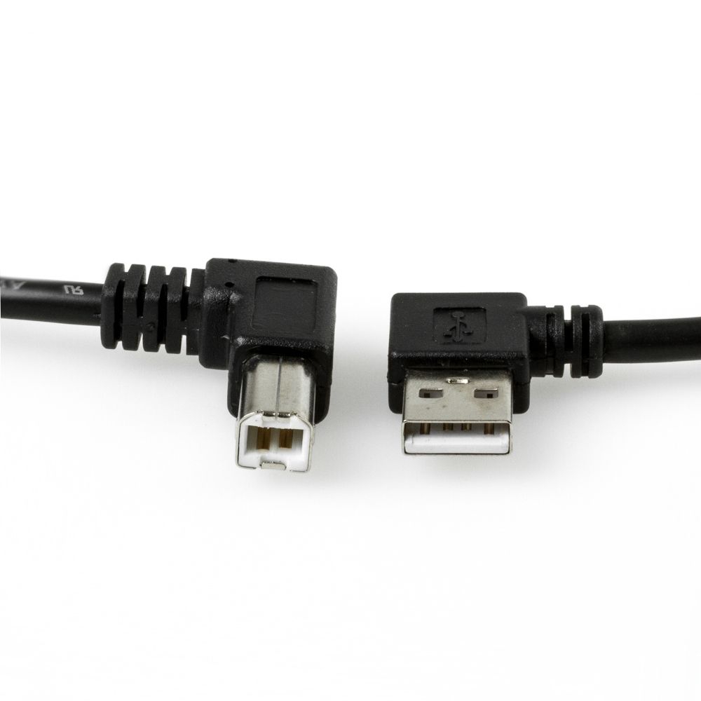 USB 2.0 Kabel AB, Stecker A LINKS gewinkelt, B RECHTS gewinkelt, 50cm