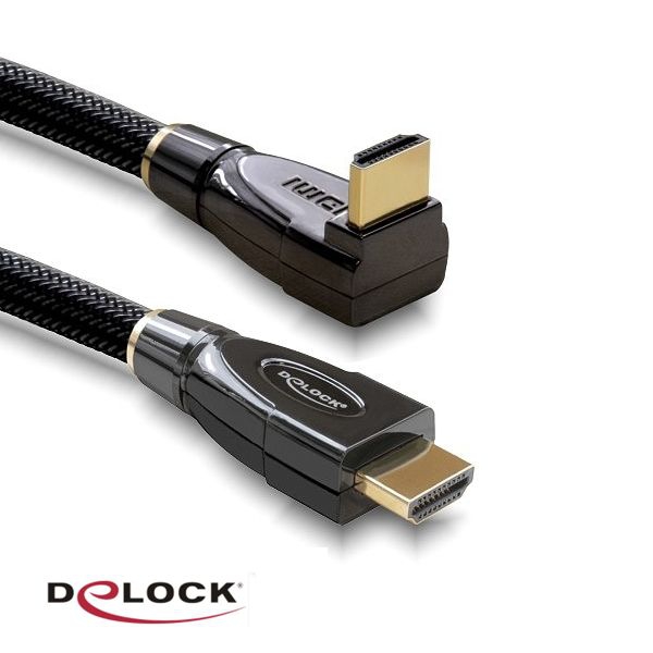 90° gewinkeltes HDMI-Kabel in Premium-Qualität mit Stoff-Ummantelung, 5m