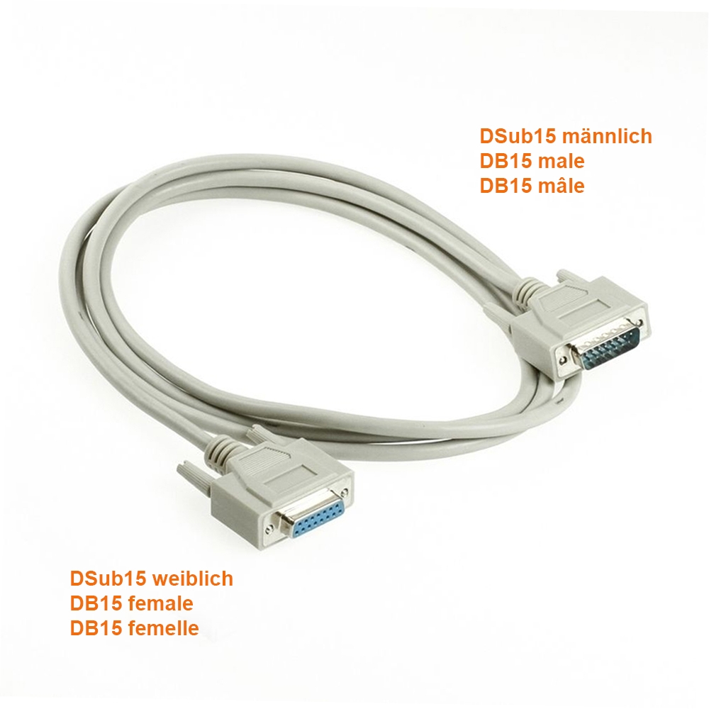 Datenkabel DSub-15 Stecker-Buchse 2m