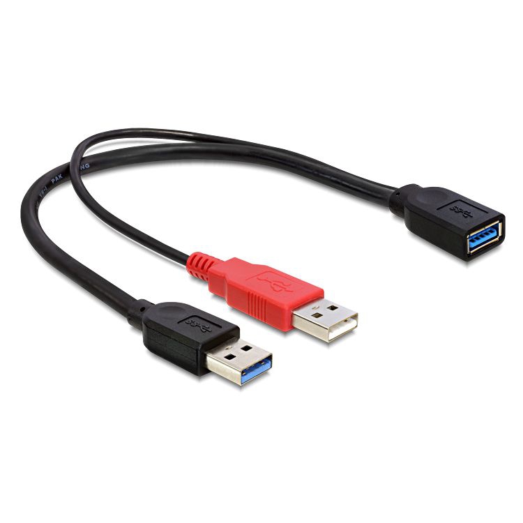 USB 3.0 DUAL Powerkabel mit 1x A-Buchse auf 2x A-Stecker