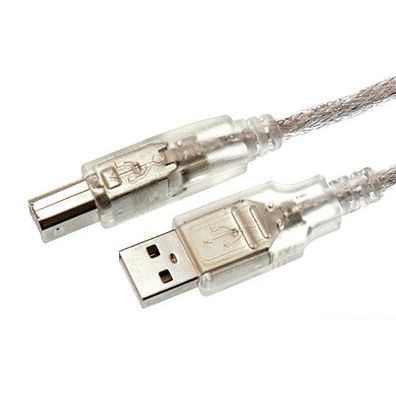 USB-Kabel PREMIUM-QUALITÄT USB 2.0  A-auf-B silber-transparent 5m