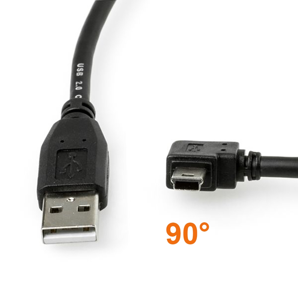 Abgewinkeltes MINI-USB-Kabel: USB A auf Mini B WINKEL RECHTS 1m