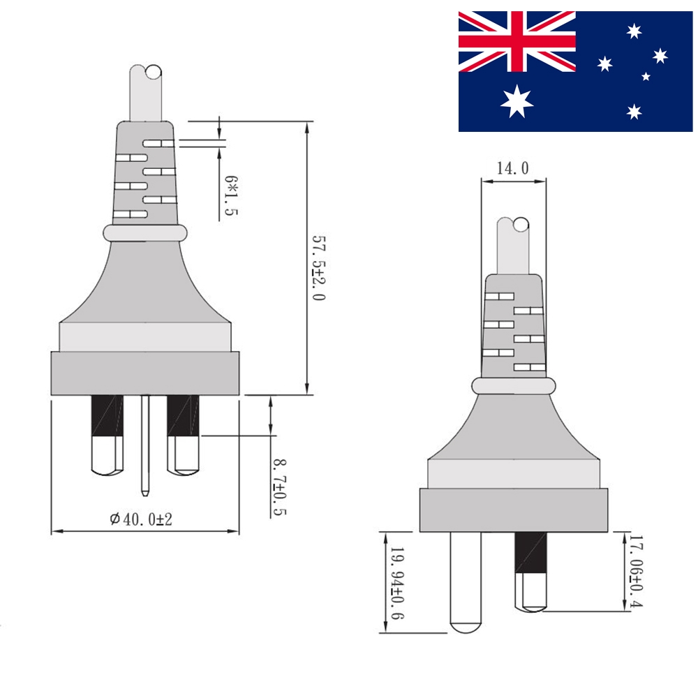 Kaltgerätekabel Stromkabel Netzkabel AUSTRALIEN 180cm